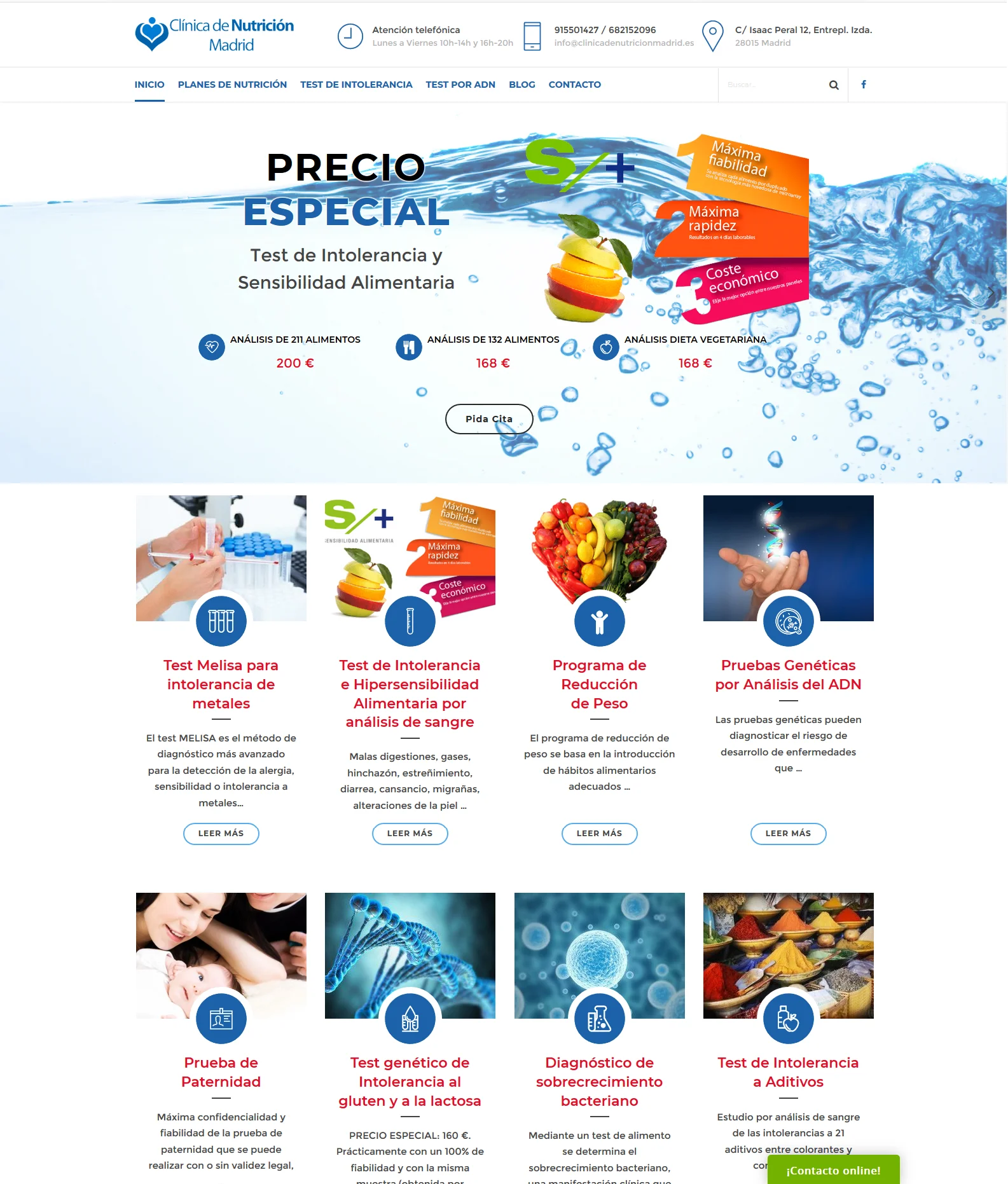 Web de Clínica de Nutrición Madrid
