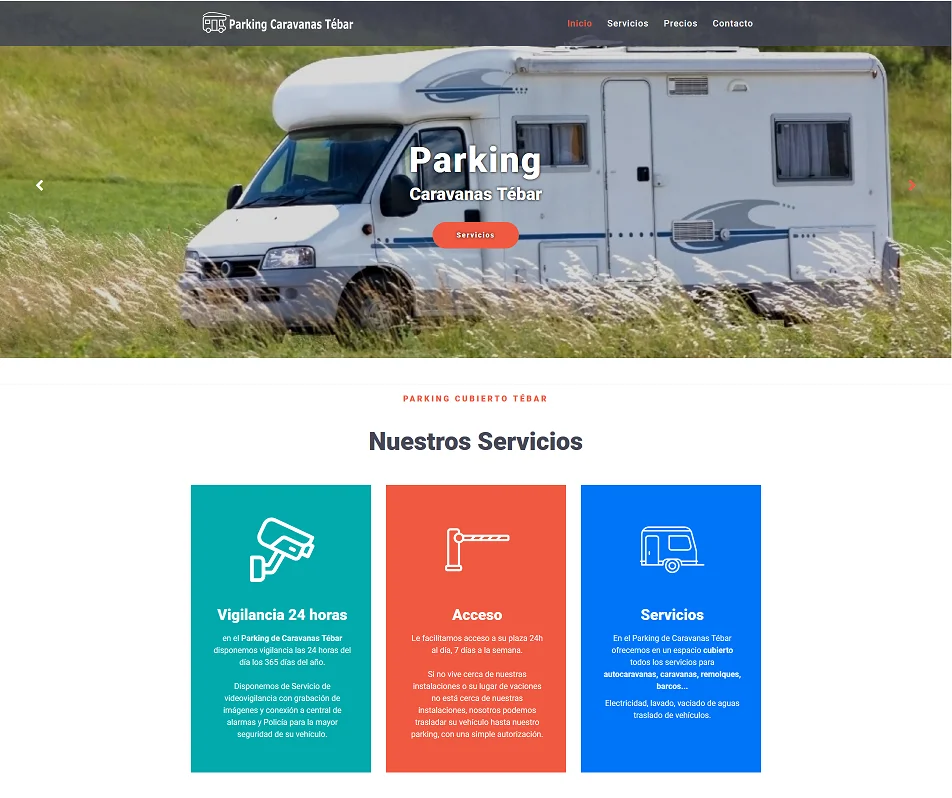 Web de Parking Caravanas Tébar